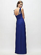 Rear View Thumbnail - Cobalt Blue Tie-Shoulder Chiffon Maxi Dress with Front Slit