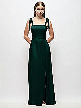Front View Thumbnail - Evergreen Tie-Shoulder Chiffon Maxi Dress with Front Slit