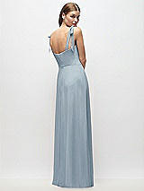 Rear View Thumbnail - Mist Tie-Shoulder Chiffon Maxi Dress with Front Slit