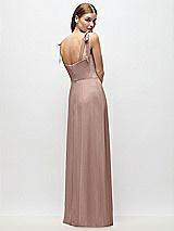 Rear View Thumbnail - Neu Nude Tie-Shoulder Chiffon Maxi Dress with Front Slit