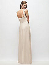 Rear View Thumbnail - Oat Tie-Shoulder Chiffon Maxi Dress with Front Slit