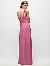 Rear View Thumbnail - Orchid Pink Tie-Shoulder Chiffon Maxi Dress with Front Slit