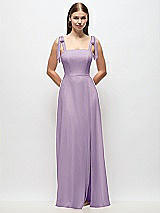 Front View Thumbnail - Pale Purple Tie-Shoulder Chiffon Maxi Dress with Front Slit