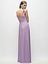 Rear View Thumbnail - Pale Purple Tie-Shoulder Chiffon Maxi Dress with Front Slit