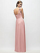 Rear View Thumbnail - Rose Tie-Shoulder Chiffon Maxi Dress with Front Slit