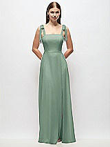 Front View Thumbnail - Seagrass Tie-Shoulder Chiffon Maxi Dress with Front Slit