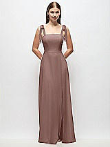 Front View Thumbnail - Sienna Tie-Shoulder Chiffon Maxi Dress with Front Slit