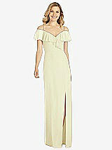 Front View Thumbnail - Butter Yellow Ruffled Cold-Shoulder Maxi Dress