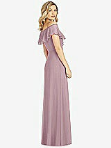 Rear View Thumbnail - Dusty Rose Ruffled Cold-Shoulder Maxi Dress