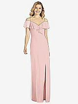 Front View Thumbnail - Rose Ruffled Cold-Shoulder Maxi Dress