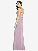 Rear View Thumbnail - Suede Rose Flat Strap Stretch Mermaid Dress with Front Slit