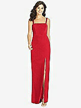 Front View Thumbnail - Parisian Red Flat Strap Stretch Mermaid Dress with Front Slit