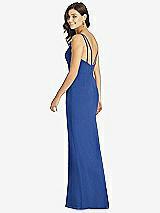 Rear View Thumbnail - Classic Blue Keyhole Neck Mermaid Dress with Front Slit