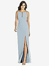 Front View Thumbnail - Mist Keyhole Neck Mermaid Dress with Front Slit