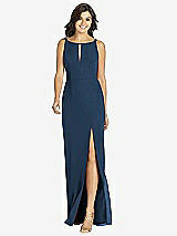 Front View Thumbnail - Sofia Blue Keyhole Neck Mermaid Dress with Front Slit