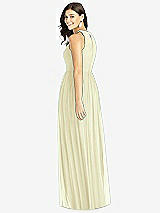 Rear View Thumbnail - Butter Yellow Shirred Skirt Jewel Neck Halter Dress with Front Slit