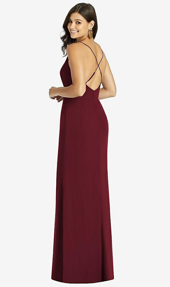 Back View - Cabernet Criss Cross Back Mermaid Wrap Dress