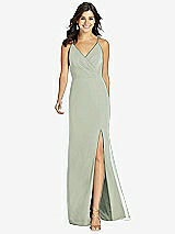 Front View Thumbnail - Celadon Criss Cross Back Mermaid Wrap Dress