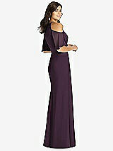 Rear View Thumbnail - Aubergine Ruffle Cold-Shoulder Mermaid Maxi Dress