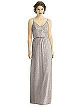 Front View Thumbnail - Taupe Silver After Six Shimmer Bridesmaid Dress 1506LS