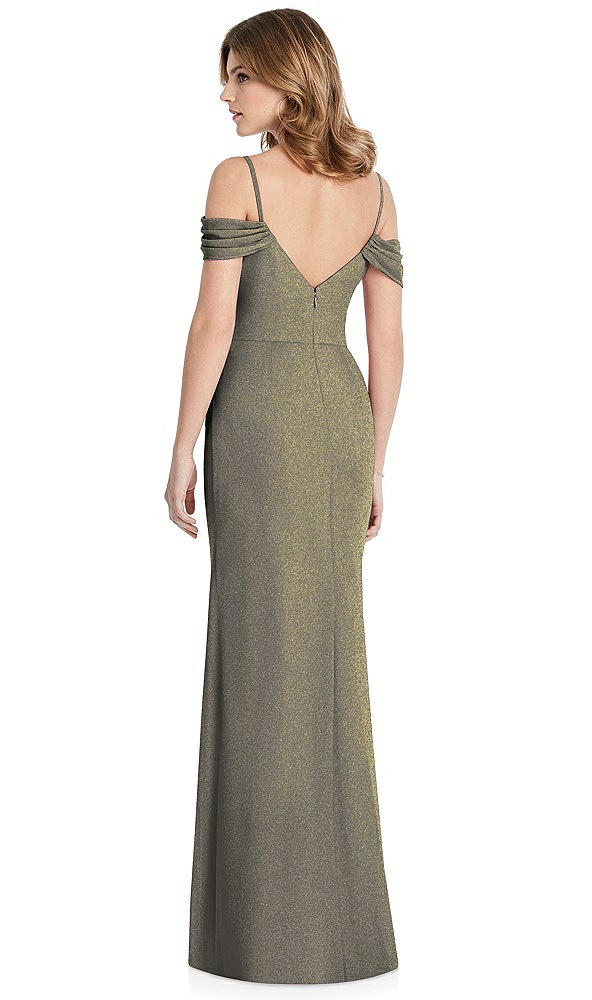 Back View - Mocha Gold After Six Shimmer Bridesmaid Dress 1517LS
