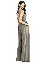 Rear View Thumbnail - Mocha Gold Dessy Shimmer Bridesmaid Jumpsuit Arielle LS