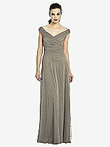 Front View Thumbnail - Mocha Gold After Six Shimmer Bridesmaids Dress 6667LS