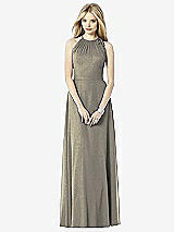 Front View Thumbnail - Mocha Gold After Six Shimmer Bridesmaid Dress 6704LS