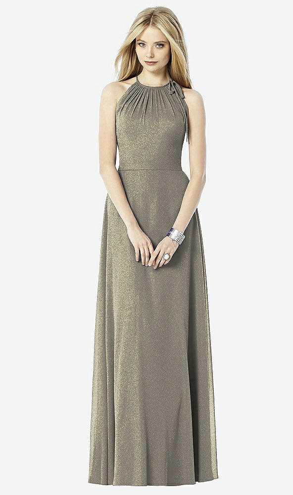 Front View - Mocha Gold After Six Shimmer Bridesmaid Dress 6704LS