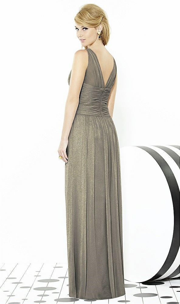 Back View - Mocha Gold After Six Shimmer Bridesmaid Dress 6711LS