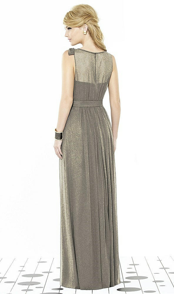 Back View - Mocha Gold After Six Shimmer Bridesmaid Dress 6714LS