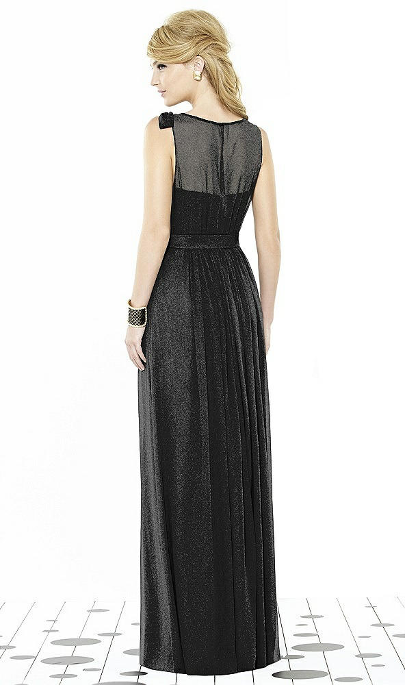 Back View - Black Silver After Six Shimmer Bridesmaid Dress 6714LS