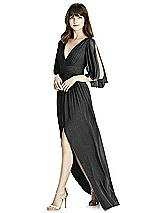 Front View Thumbnail - Black Silver After Six Shimmer Bridesmaid Dress 6777LS