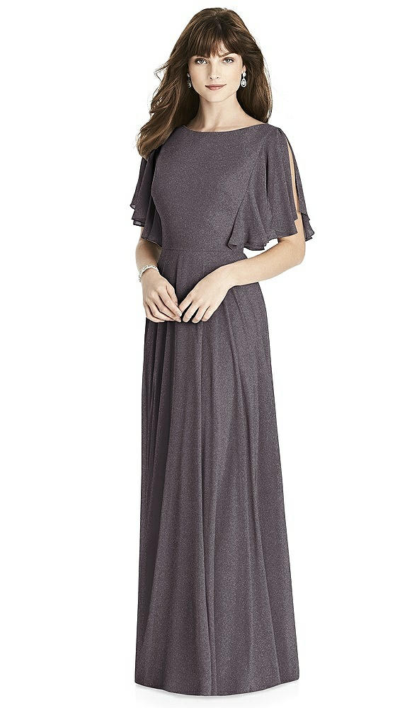 Front View - Stormy Silver After Six Shimmer Bridesmaid Dress 6778LS