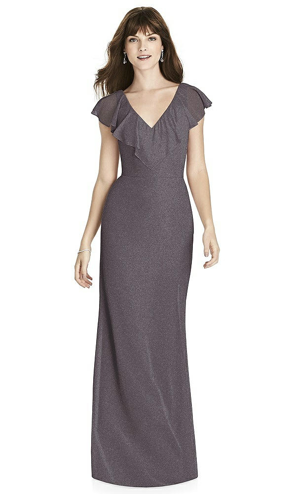 Front View - Stormy Silver After Six Shimmer Bridesmaid Dress 6779LS