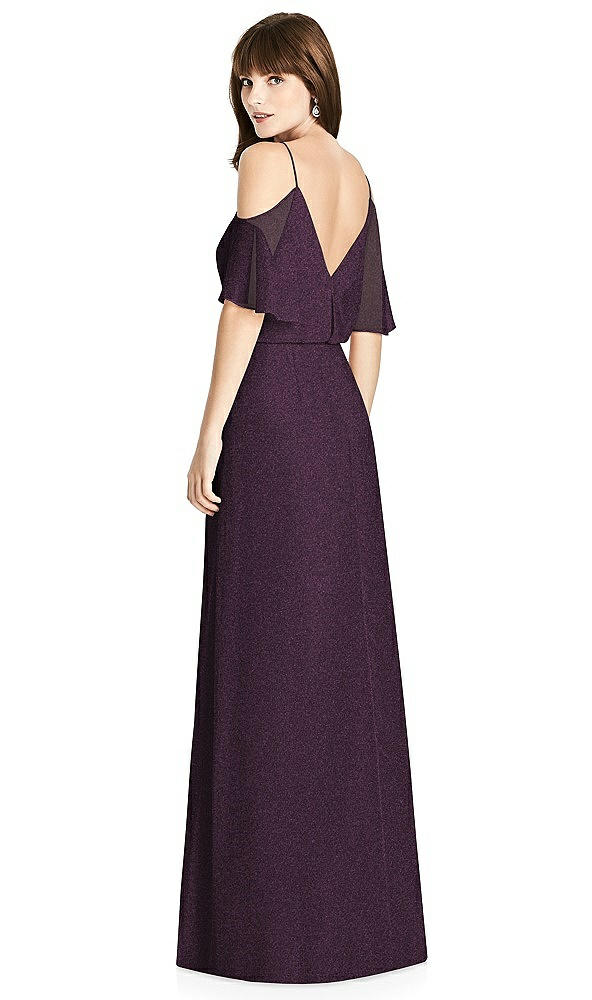 Back View - Aubergine Silver After Six Shimmer Bridesmaid Dress 6781LS