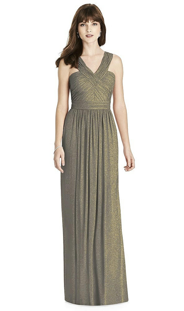 Front View - Mocha Gold After Six Shimmer Bridesmaid Dress 6785LS