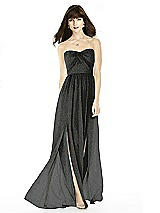 Front View Thumbnail - Black Silver After Six Shimmer Bridesmaid Dress 6794LS