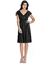Front View Thumbnail - Black Silver After Six Shimmer Bridesmaid Dress 6796LS