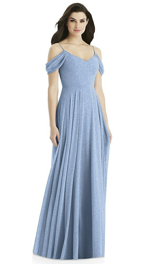 Back View - Cloudy Silver Studio Design Shimmer Bridesmaid Dress 4525LS