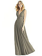 Front View Thumbnail - Mocha Gold & Light Nude Bella Bridesmaids Shimmer Dress BB109LS