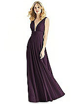 Front View Thumbnail - Aubergine Silver & Light Nude Bella Bridesmaids Shimmer Dress BB109LS