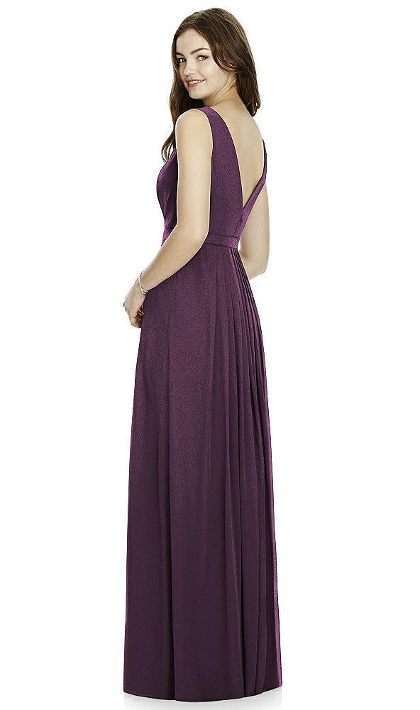 Back View - Aubergine Silver Bella Bridesmaids Shimmer Dress BB103LS