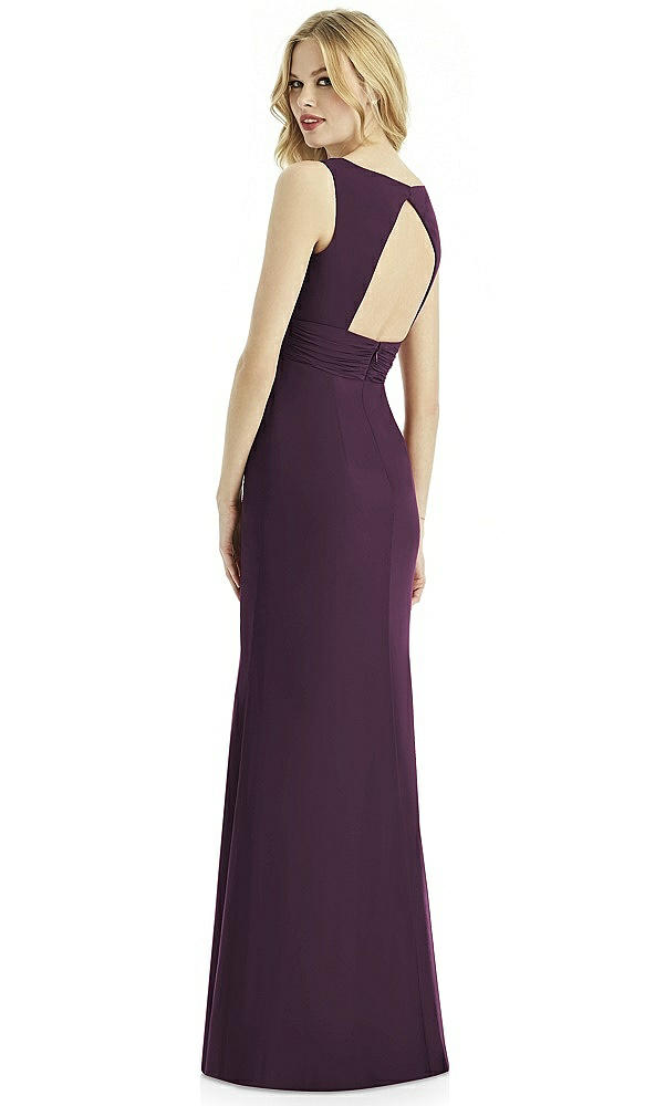 Back View - Aubergine Silver Bella Bridesmaids Shimmer Dress BB113LS