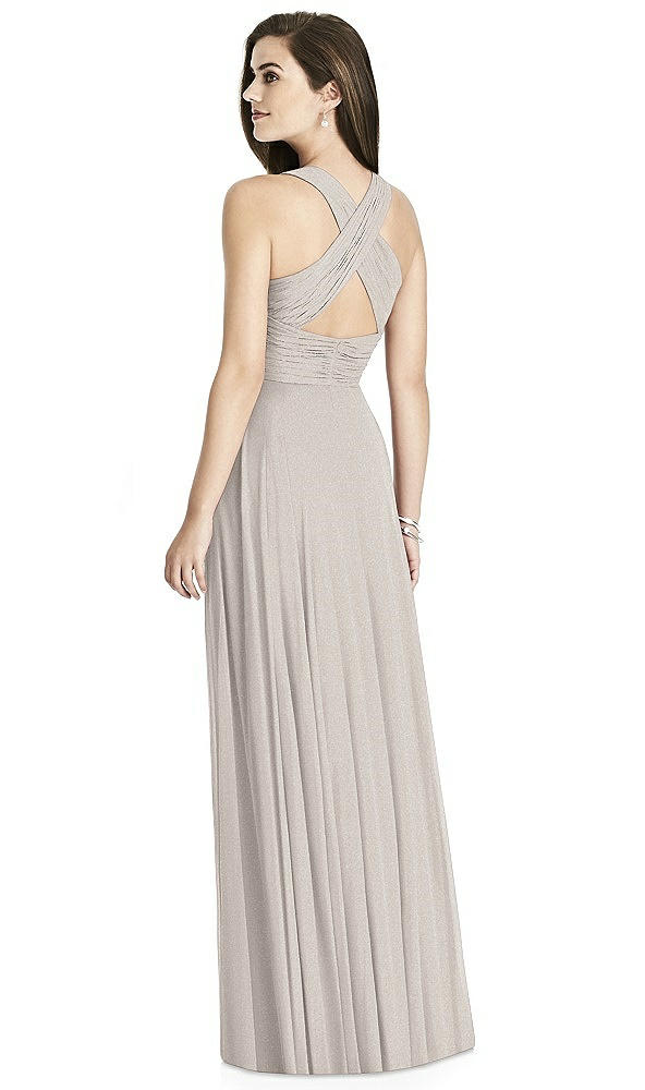Back View - Taupe Silver Bella Bridesmaids Shimmer Dress BB117LS