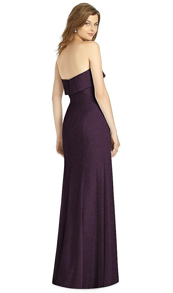 Back View - Aubergine Silver Bella Bridesmaid Shimmer Dress BB124LS
