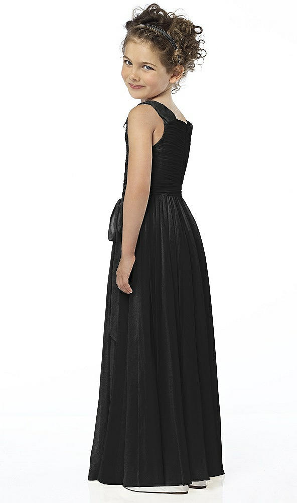 Back View - Black Silver Flower Girl Shimmer Dress FL4033LS