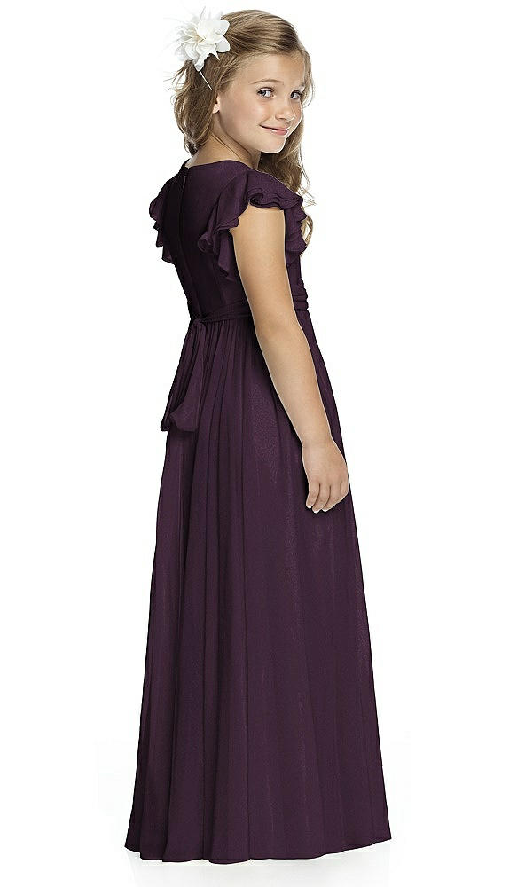 Back View - Aubergine Silver Flower Girl Shimmer Dress FL4038LS