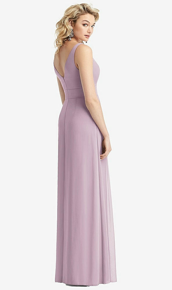 Back View - Suede Rose Sleeveless Pleated Skirt Maxi Dress with Pockets