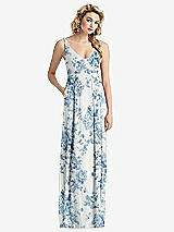 Front View Thumbnail - Cottage Rose Dusk Blue Sleeveless Pleated Skirt Maxi Dress with Pockets